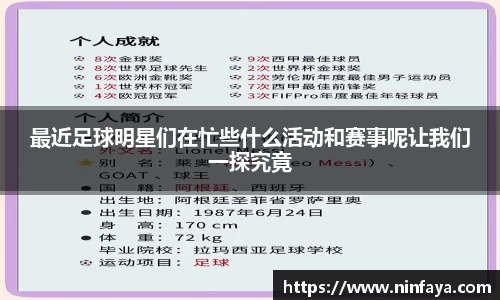 最近足球明星们在忙些什么活动和赛事呢让我们一探究竟